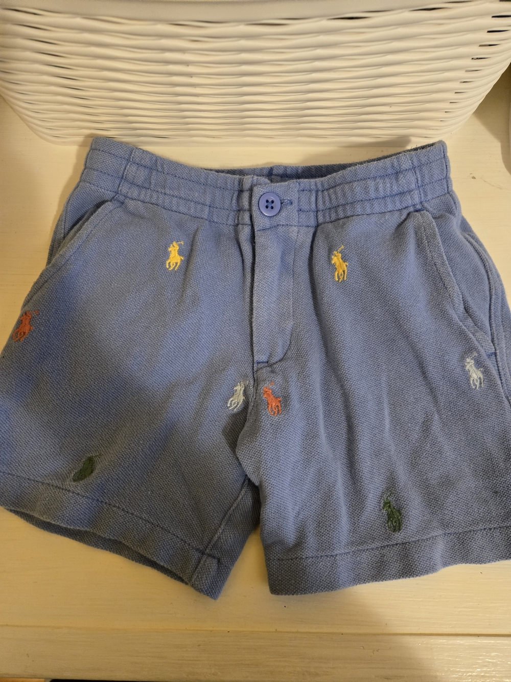 Polo by Ralph Lauren Light Blue Knit Shorts with Embroidered Pony